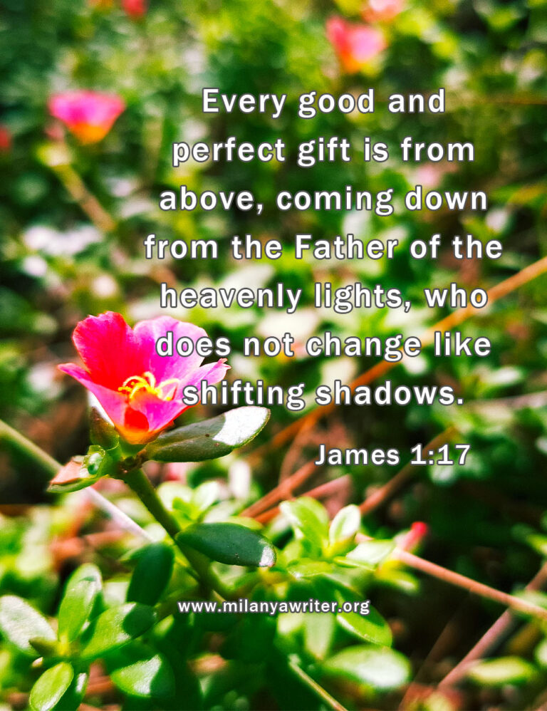 The background of an image are beautiful flowers symbolizing God as the Giver behind every gift.